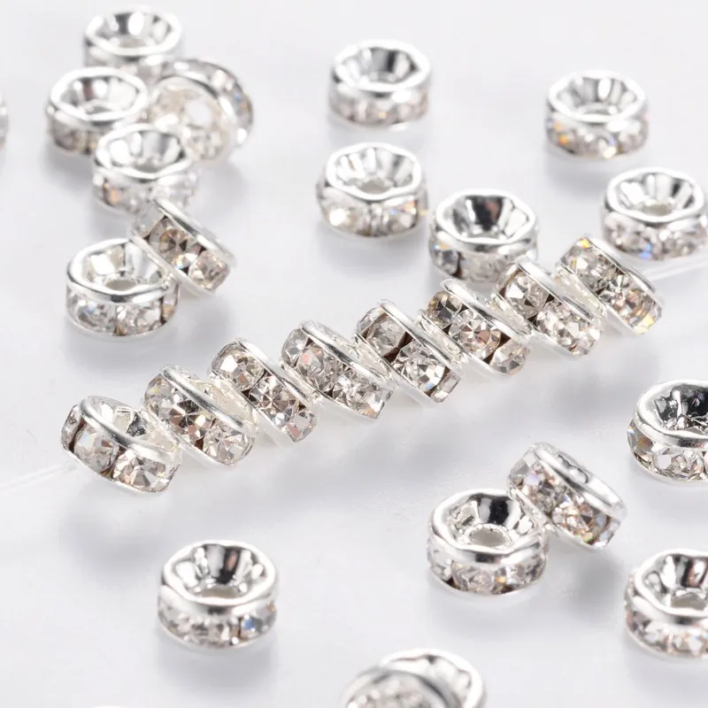 200pcs 5x2.5 mm Messing-Krystal Rhinestone Rondelle Spacer Perler til smykkefremstilling tilbehør,Klasse A,Hul: 1mm F80