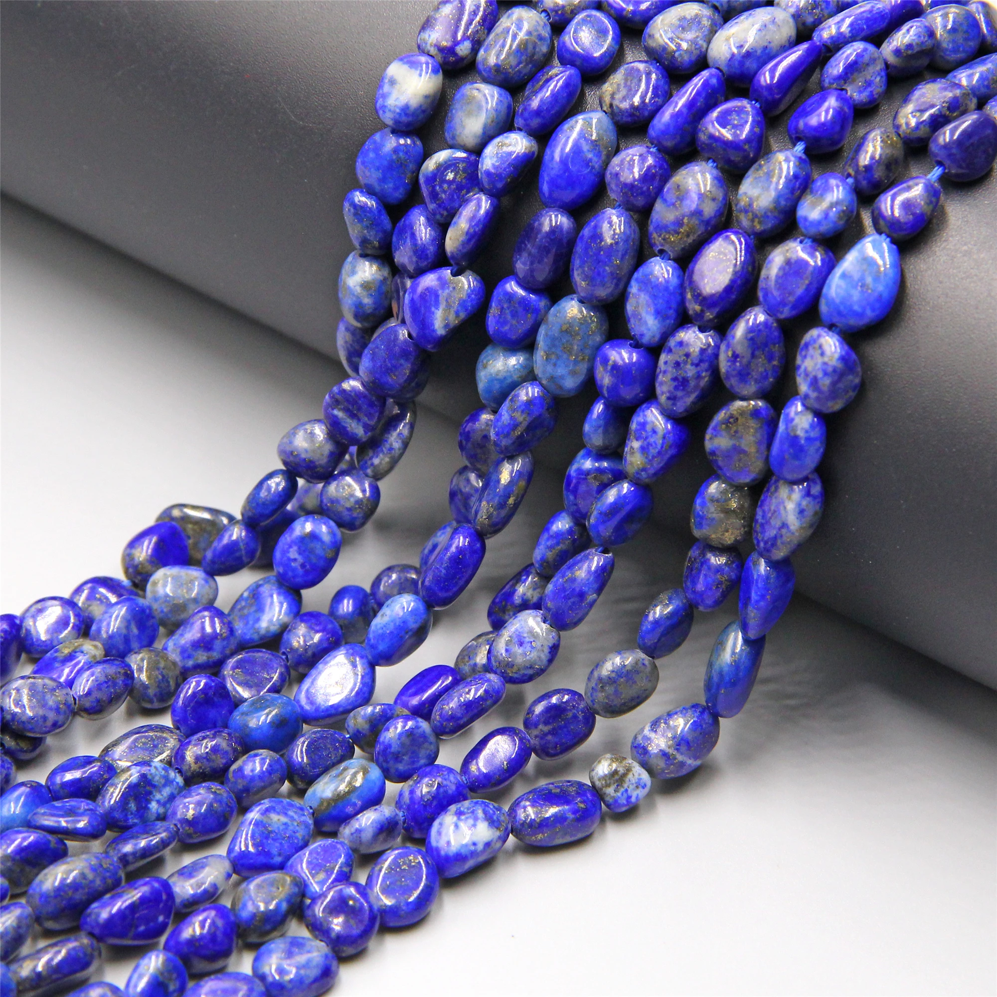 Naturlig sten freeform blå Ægte Lapis Lazuli Perler Løs Sten Perler Til smykkefremstilling DIY Armbånd Halskæde 6-8mm 15inch