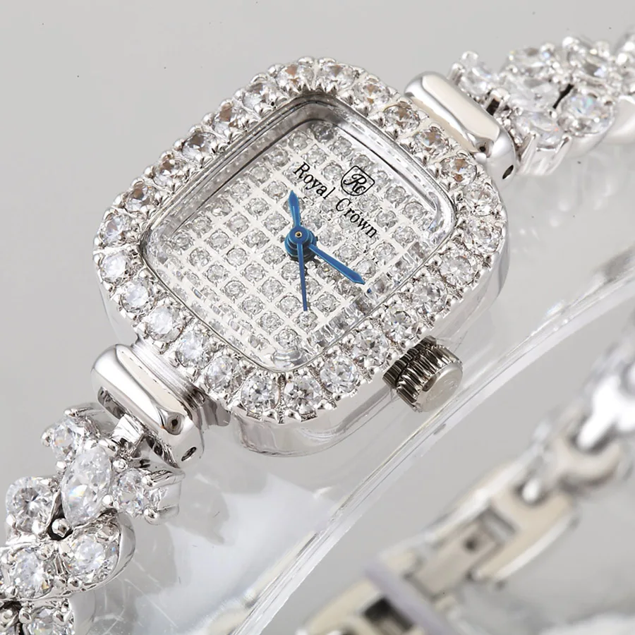 Fuld Crystal Royal Crown Dame Kvinders Se Japan Mekanisk Timer Fine Mode Smykker Ur Armbånd Luksus Pige gaveæske