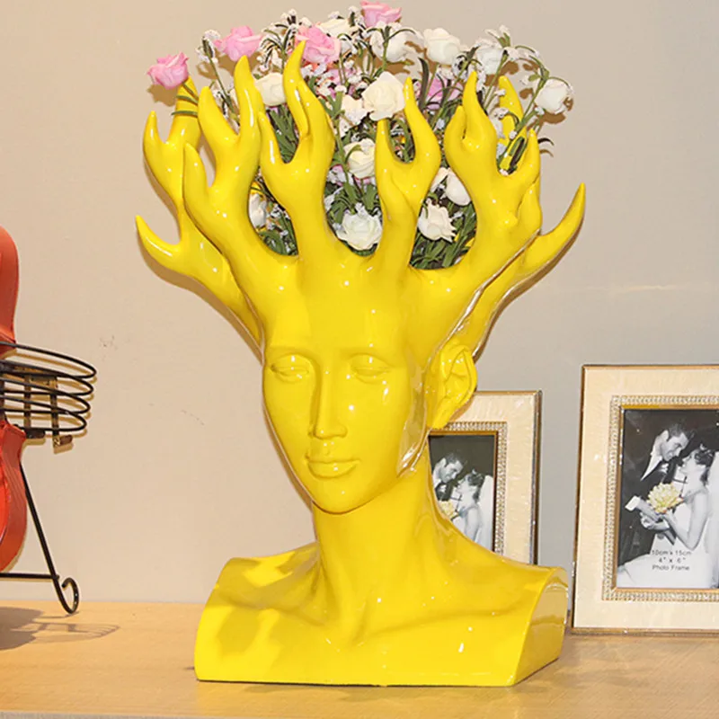 [NOVEMBER] Kreative Menneskelige Hoved blomstervaser Filmens Figur Home Decor Art Designer Blomst Arrangement Vase Tabel Vase X1923