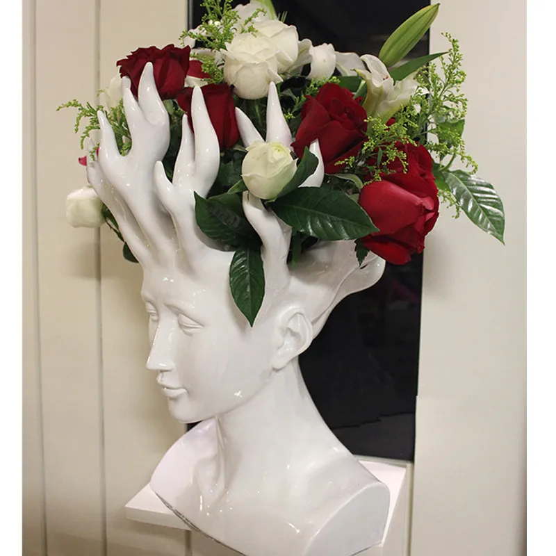 [NOVEMBER] Kreative Menneskelige Hoved blomstervaser Filmens Figur Home Decor Art Designer Blomst Arrangement Vase Tabel Vase X1923