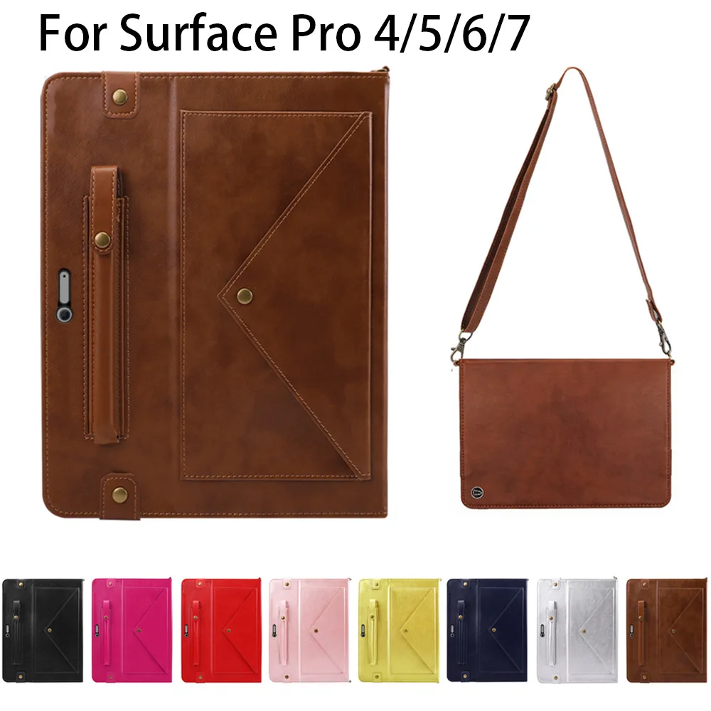 Modebranchen Pose Med Rem, Håndtaske Kuvert Taske til Surface Pro 7 Stand Læder taske til Surface Pro 4 5 6 Cool Capa