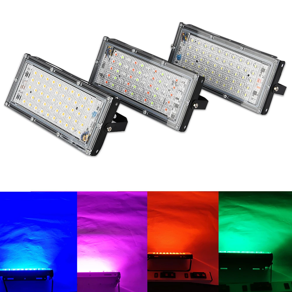 LED RGB Projektør 50W Udendørs Spotlight Wall Washer Lampe Reflektor IP66 Vandtæt Belysning Haven Oversvømmelse Lys AC 220V