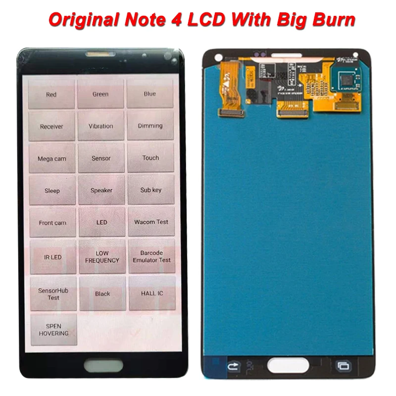Original LCD-Med Stor Brænde Skygge for Samsung Galaxy Note 4 Note4 LCD-N910T N910A Skærm Touch screen Digitizer Assembly