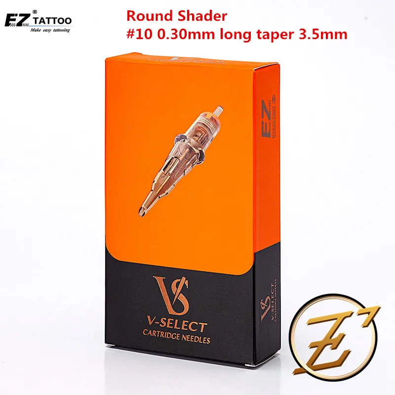 EZ V-Vælg Patron Tatovering Nåle #10 0,30 mm Runde Shader Tatovering Nåle for Kassette Tatovering Maskine Greb 20 stk/Kasse