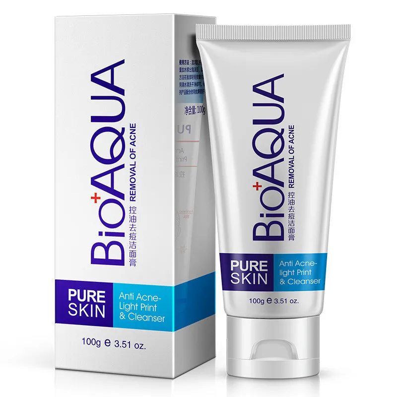 BIOAQUA 100g Olie-kontrol Acne Behandling Skum Facial Cleanser Fjerner Hudorm Dyb Udrensning Skrumpe Pore Ansigt Vask Produkter