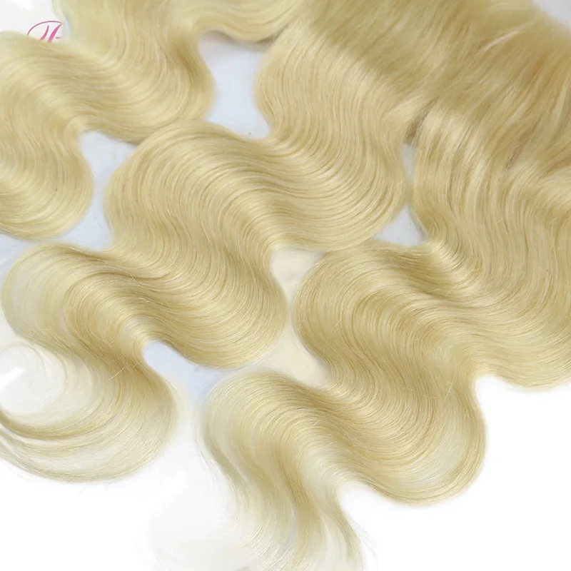 [Berrys Mode] Blonde Blonder Frontal 13x4 Brasilianske krop bølge Farve 613 menneskehår med Baby Hair Frontal Remy Hair Extensions