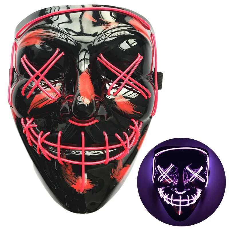 Halloween Neon Maske LED-Lys Op Fest Masker Opgøret valgår Stor Sjove Masker Festival Cosplay Kostume Glød I Mørke #