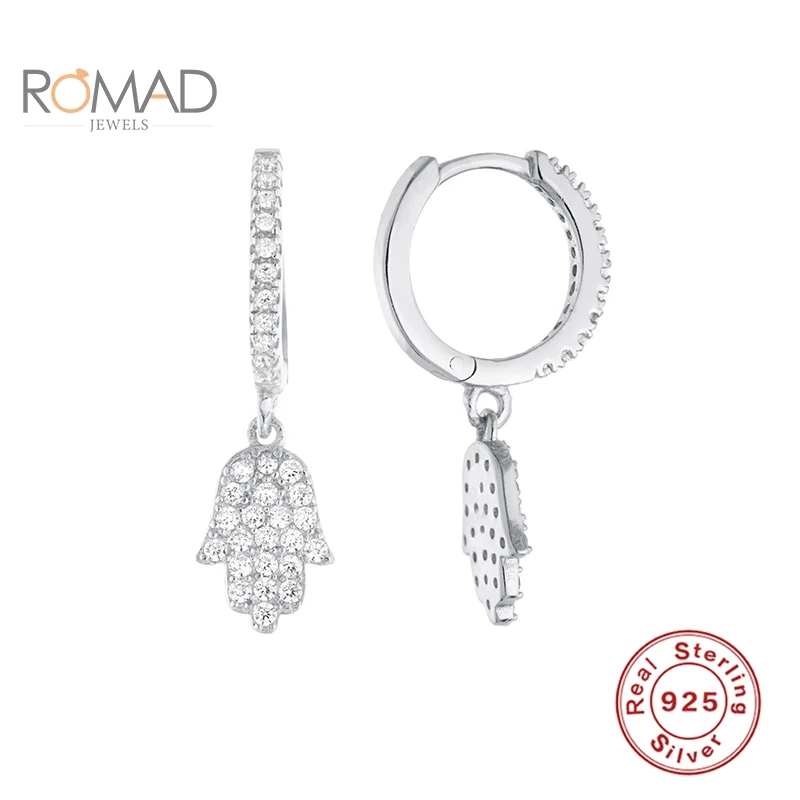 ROMAD Øreringe af 925 Sterling Sølv Kvinder Diamant Zircon Palm Øreringe koreanske Smykker Pendientes Mujer