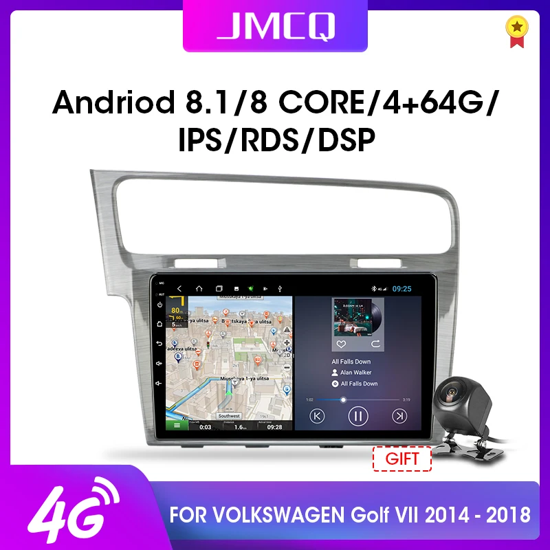 JMCQ 2din Android 9.0 Bil Radio for VW Volkswagen Golf 7 VII-2018 RDS DSP Mms-Video Afspillere, GPS-Navigation Head Unit