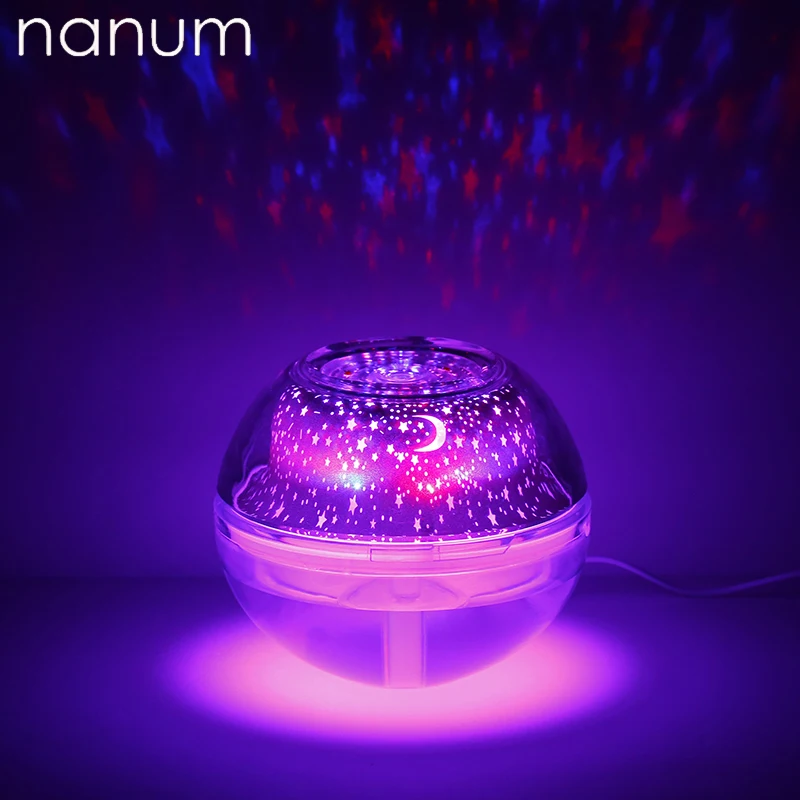 Kreative LED Krystal Nat Lys Projektion Luftfugter Æterisk Olie, Aroma Diffuser-Lampe USB-Aromaterapi luftfrisker Fogger