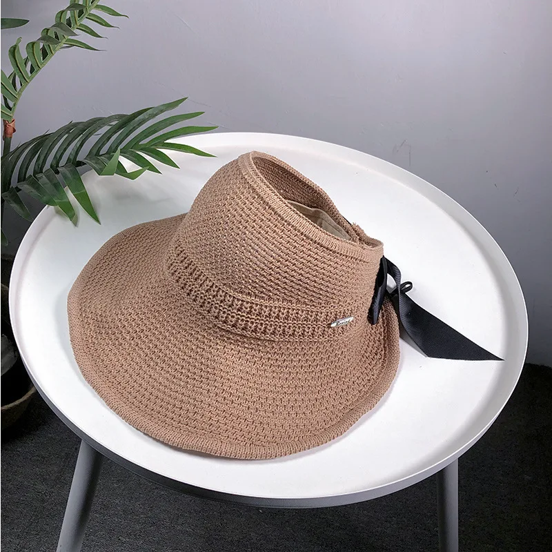 Foråret og sommeren sammenklappelig bue sport tom strå hat til beskyttelse af solen, sol hat retro ferie stranden hat
