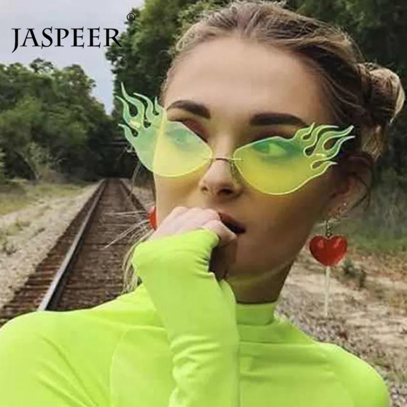 JASPEER Solbriller Kvinder Luksus Flamme Form Herre Solbriller Vintage Brand Designer Solbriller, Små Metal-Nuancer Til Kvinder