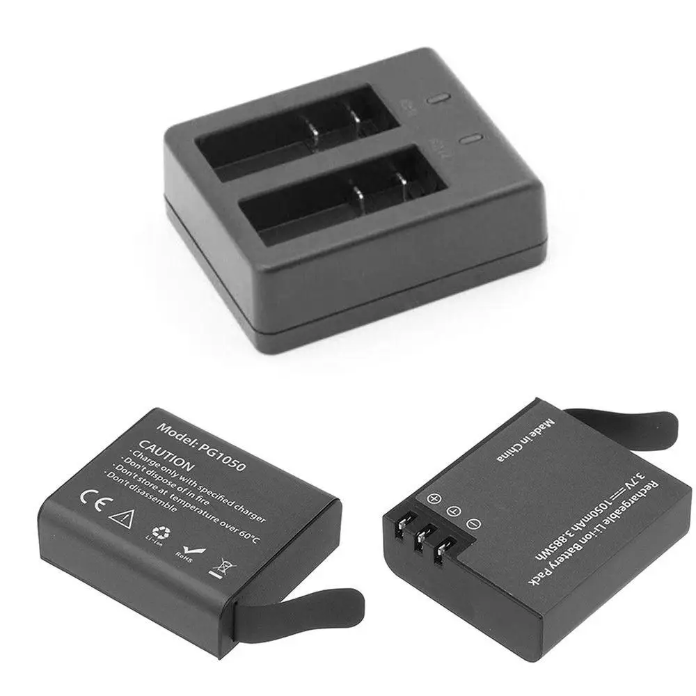 USB-Dobbelt Oplader for 2stk 900mAh Genopladelige Li-ion-Kamera Batteri Til EKEN H9 H9R H3 H3R H8PRO H8R H8 pro Kamera