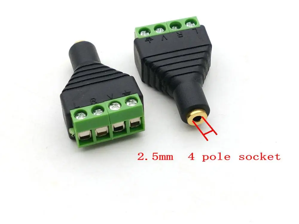 2,5 mm 4 pole socket Skrue Terminal Bindende Indlæg til Lyd Hovedtelefon-stik