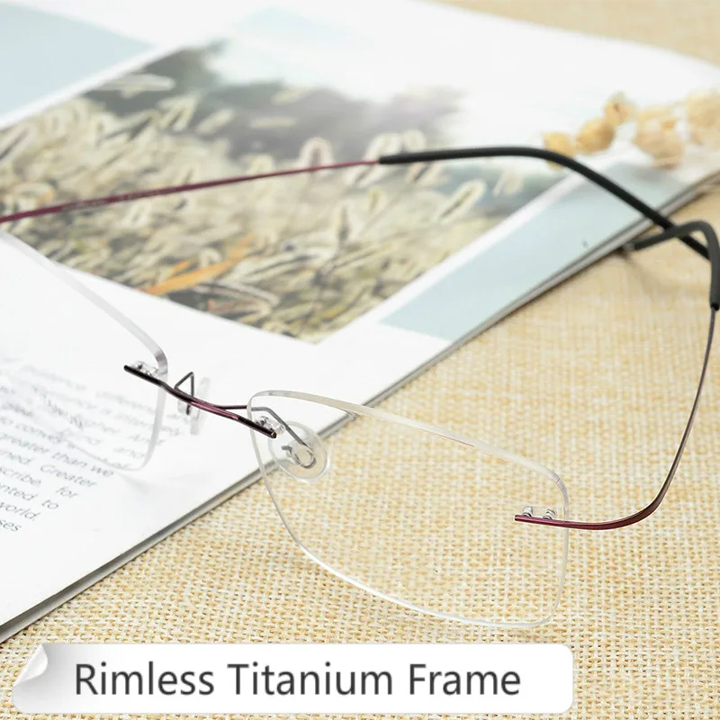 Uindfattede Titanium Briller Ramme Mænd Lys Litteratur Brand Designer Briller Kvinder Recept Nærsynethed Brillerne, Oculos De Grau