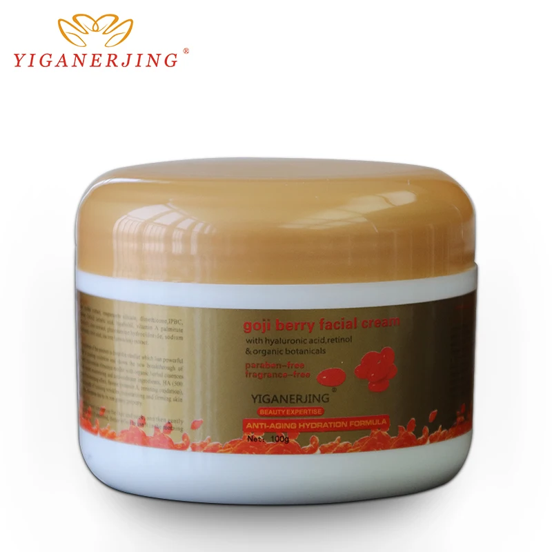 Hyaluronsyre Kinesiske goji creme goji bær facial cream medlar anti aging, anti rynke Afgørende Creme Moisturzier 100g
