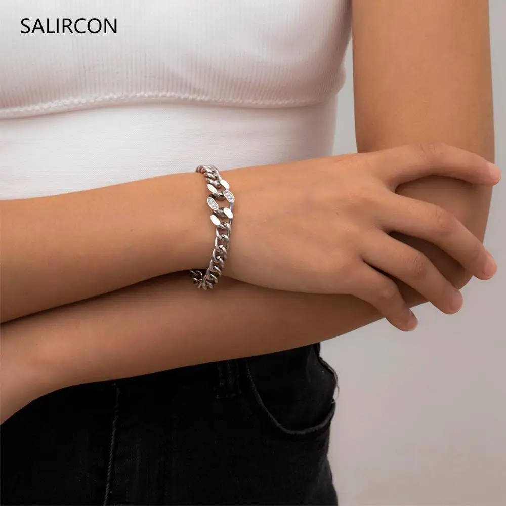 Salircon Kpop Charme Enkel Rhinestone Kæde Armbånd til Kvinder Boho Minimalisme Armbånd Mode Smykker Gave 2020 Tendens