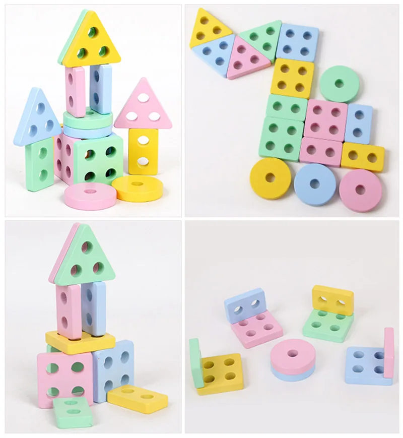 Vokmascot Macaron farve kolonne byggesten legetøj for børn construction set Stor Størrelse mursten pædagogiske palace model