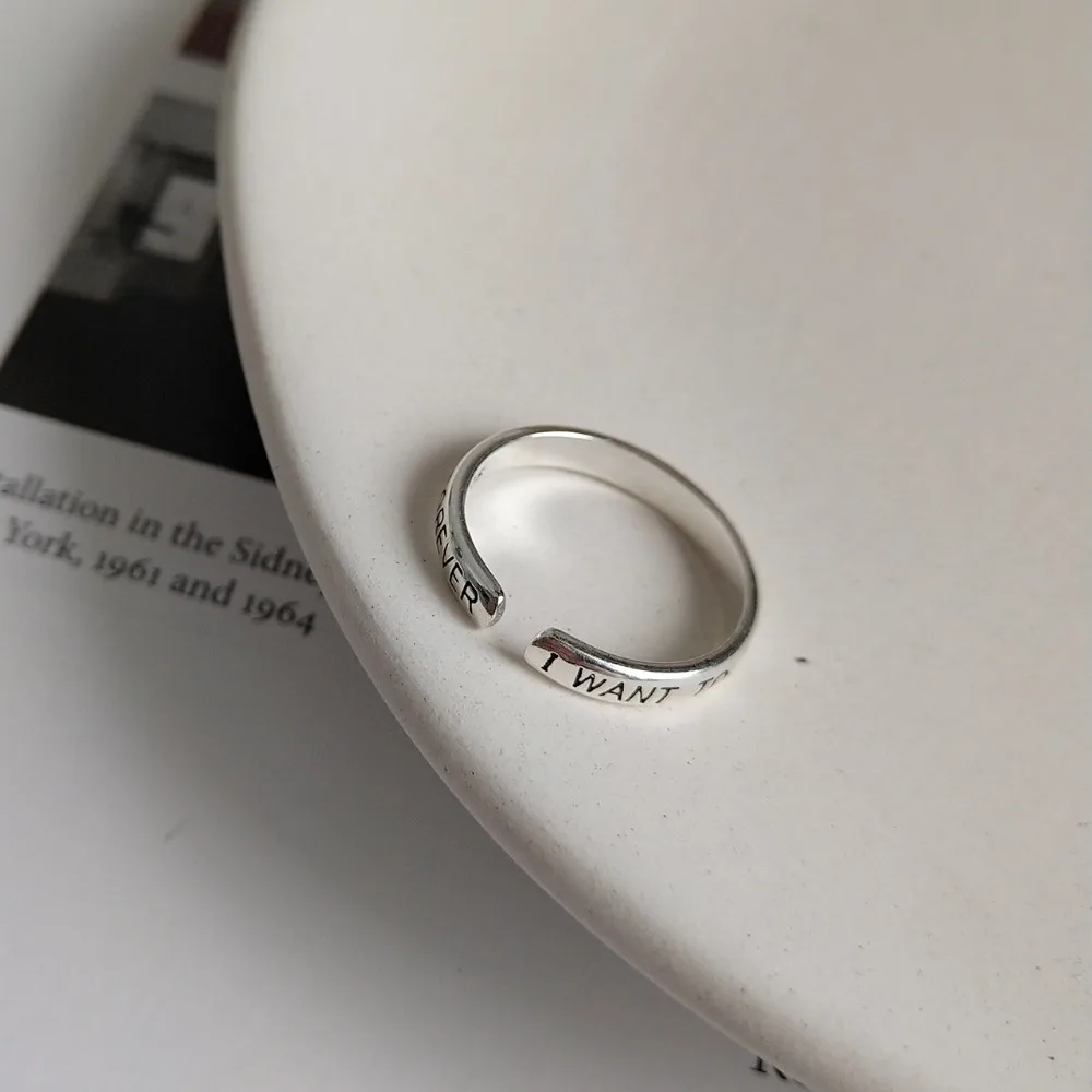 Amaiyllis Vintage 925 Sterling Sølv, Vil jeg Være for Evigt Åbne Ringe Til Kvinder, Mænd Romantisk Valentins Dag Gave