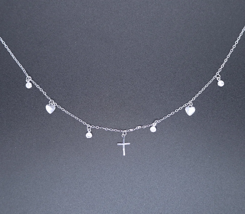 Mode valentines gave smykker mode elegant lady kvinder design på Tværs af Hjerte vedhæng i sølv farve statement halskæde til hustru