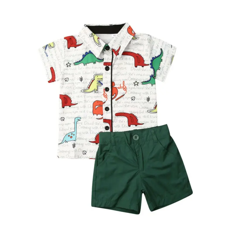 Boy Tøj 2019 Søde Dinosaur Toddler Dreng Formel, der Passer Shirt, Shorts, Bukser 2stk Tøj Sæt Tøj