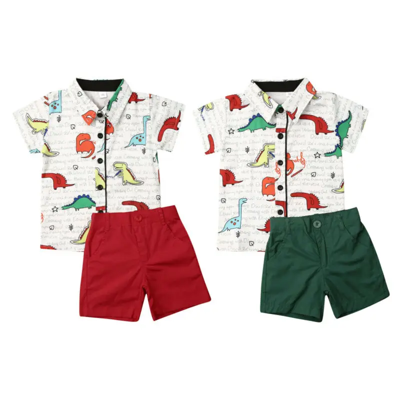 Boy Tøj 2019 Søde Dinosaur Toddler Dreng Formel, der Passer Shirt, Shorts, Bukser 2stk Tøj Sæt Tøj