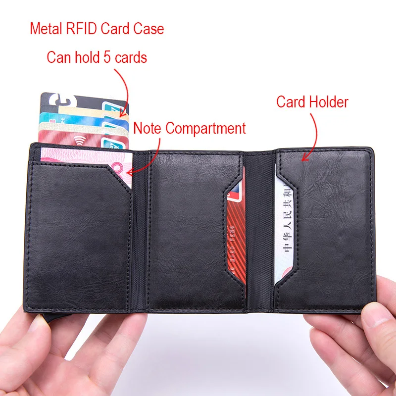 DIENQI Karton Fiber Kortholderen Slanke Tegnebøger Mænd Trifold RFID-Blokering Slank Mini Wallet-Lille Metal Pung Vallet Walet Magnet