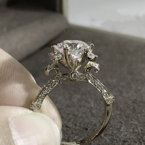 14K Guld 2 Carat Diamant Ring for Kvinder Mode 925 Sølv Farve Smykker Ren Bizuteria Gemstone Anillos De Vielsesring