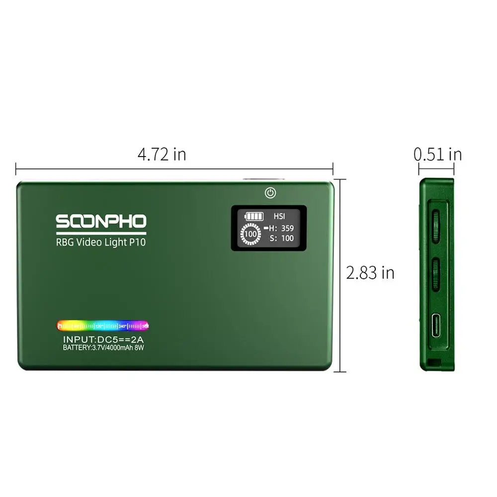Soonpho RGB-LED-Kamera Lys er Fuld Farve Output Video Light Kit Dæmpbar 2500K-8500K Bi-Color Panel Lys CRI 95+