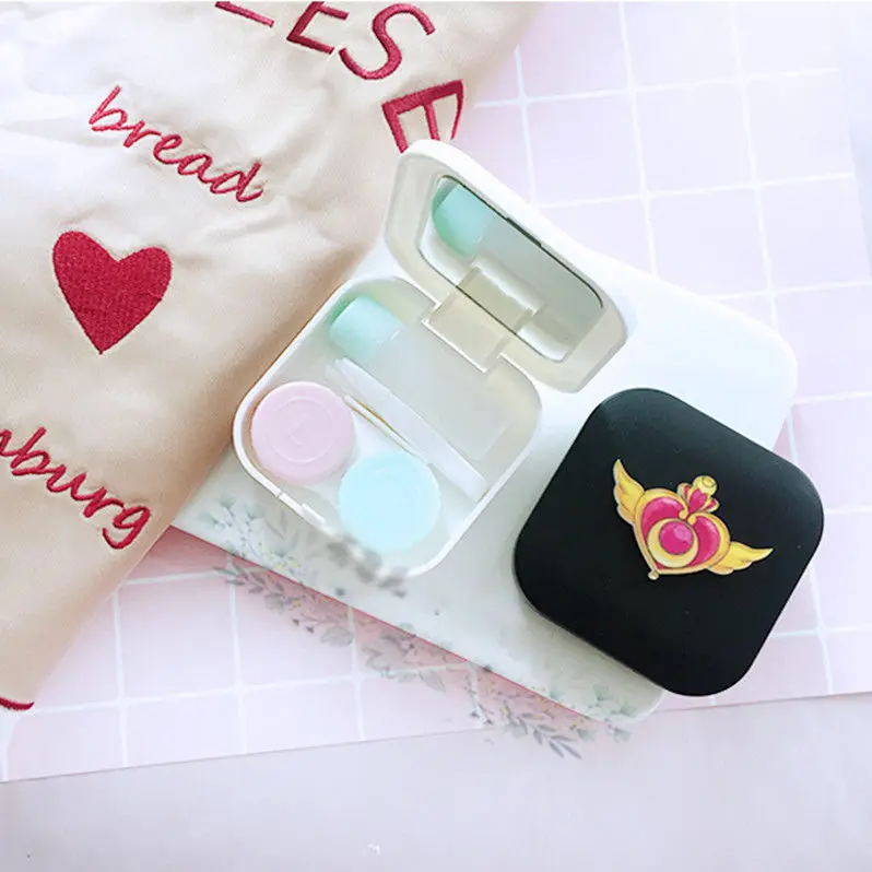 Sailor Moon Anime Søde Luna Kat kontaktlinse Sag Max Kvinder Tegnefilm Carry-on Mini Plast Linser Holder Container + Spejl Gave
