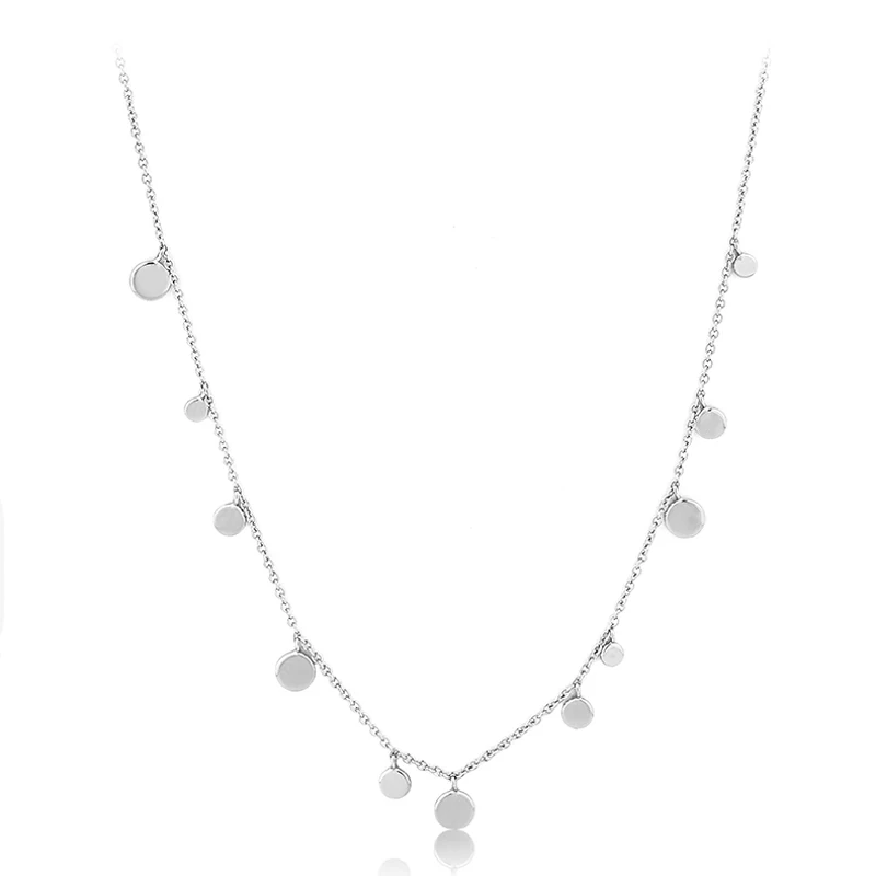 Nye Trendy 925 Sterling Sølv Disc Form Choker Geometriske halskæder For Mode Kvinder Gave Fine Smykker Tilbehør NK046