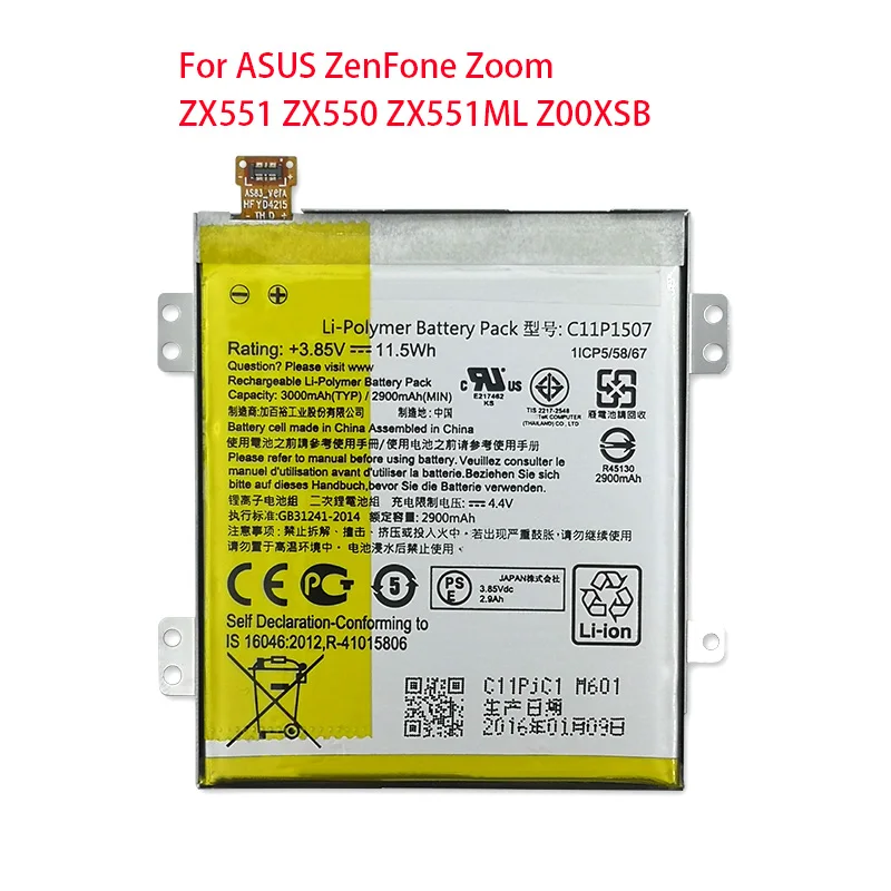 NYE C11P1507 3000mAh Batteri Til ASUS ZenFone Zoom ZX551 ZX550 ZX551ML Z00XSB Høj Kvalitet Telefonens batteri+Home Levering