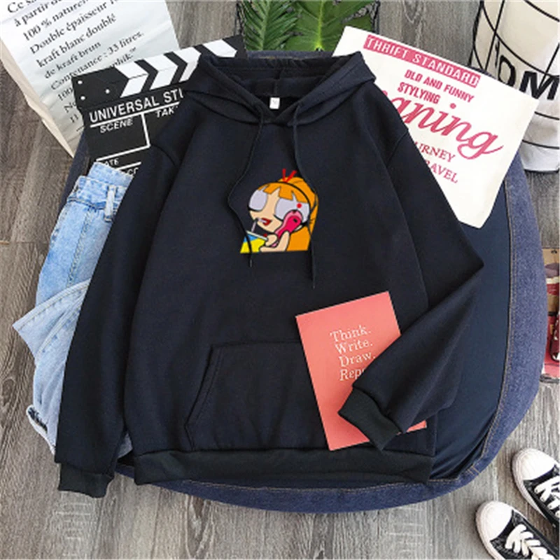 Dame Harajuku Mode oversized Sweatshirt velvet Varm Løs Hættetrøjer Hætteklædte Enkel Alle-match Fritid Pullovere 2020 Ny