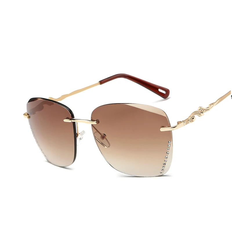 Nye Mode, luksus Brand Design Uindfattede Solbriller Kvinder Sommer Cool Stor Ramme Gradient Sol Briller, oculos de madeira UV400