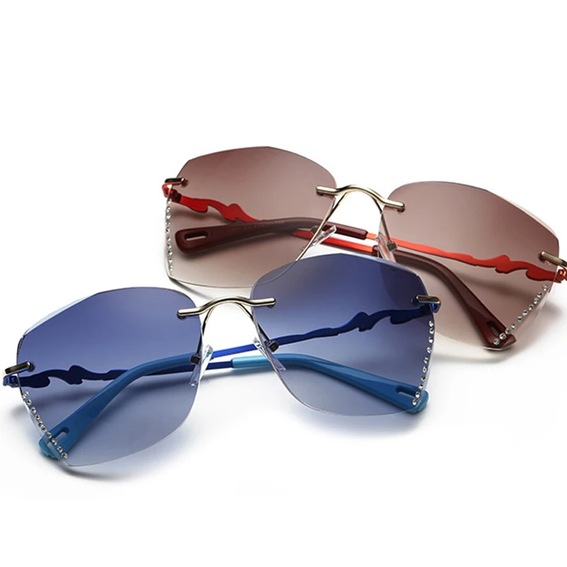 Nye Mode, luksus Brand Design Uindfattede Solbriller Kvinder Sommer Cool Stor Ramme Gradient Sol Briller, oculos de madeira UV400