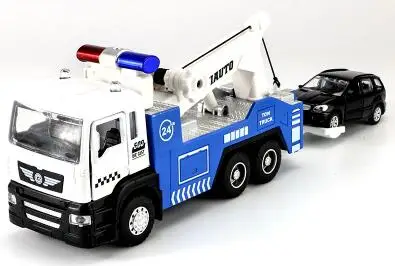 Legering bil modeller engineering bil wrecker lastbil trailer redningskøretøj barn boy toy bil model