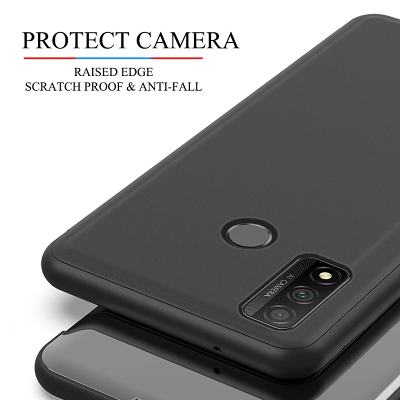 For Huawei S Smart 2020 Tilfælde Dække Støtteben Spejl Klar Opfattelse Stødsikker Mobiltelefon Book Flip Case til Huawei S Smart 2020
