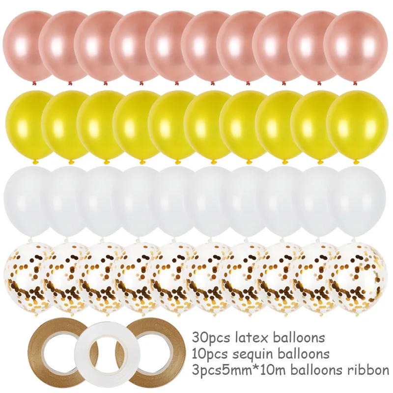 43pcs Konfetti Folie Ballon Sæt Latex Fødselsdag Balloner Bryllup Fest Dekoration Baby Brusebad Globos Bånd Tilbehør, Forbrugsstoffer