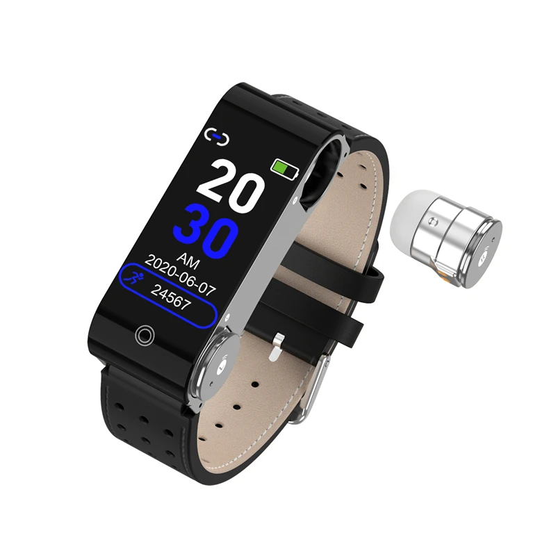 3 in1 Smart Ur Mænd Øretelefoner Temperatur Sensor TWS Bluetooth-5.0 Øretelefoner Smartwatch Sport puls, Blodtryk Skærm