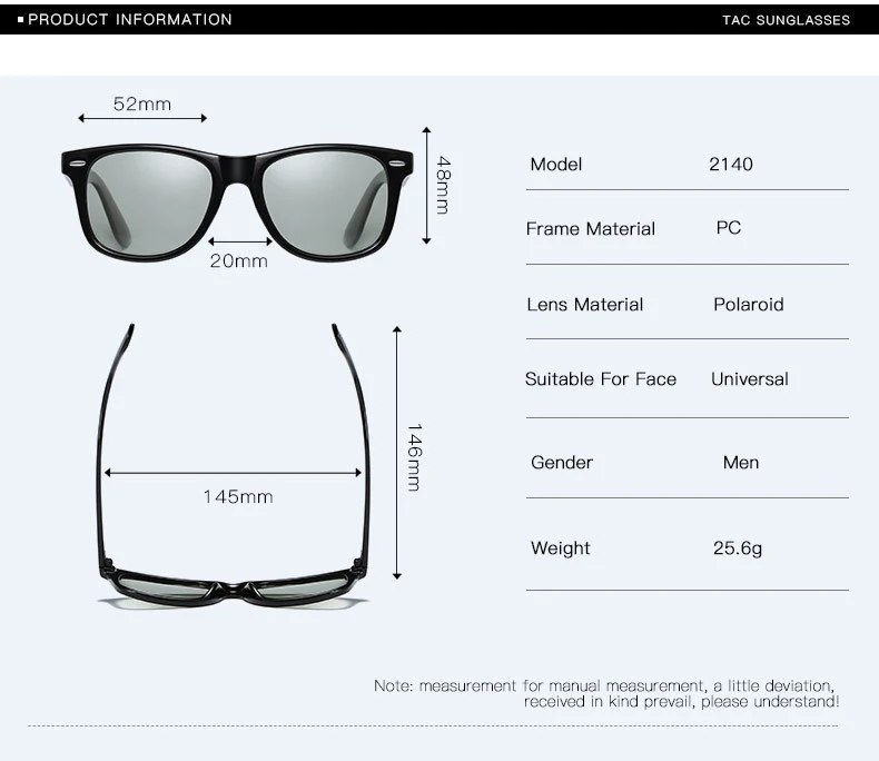 BRUNO DUNN Fotokromisk Mænd kvinder Night Vision Kørsel Polariserede Briller Anti-Blænding Linse klassiske Firkantede Solbriller Til Bil ray