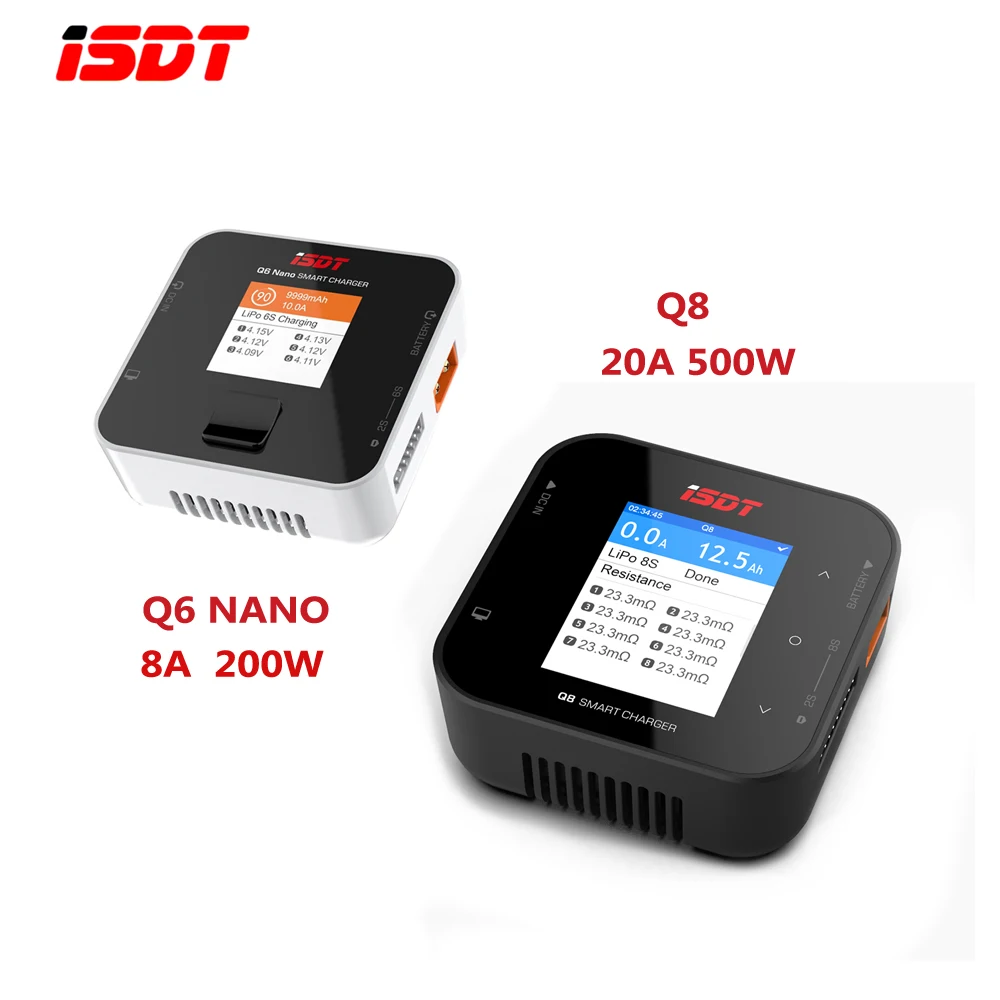 Original ISDT Q6 Nano 200W / Q8 500W, 2-6S 2-8S Lomme High Power Lipo Batteri Balance Oplader til RC FPV Drone