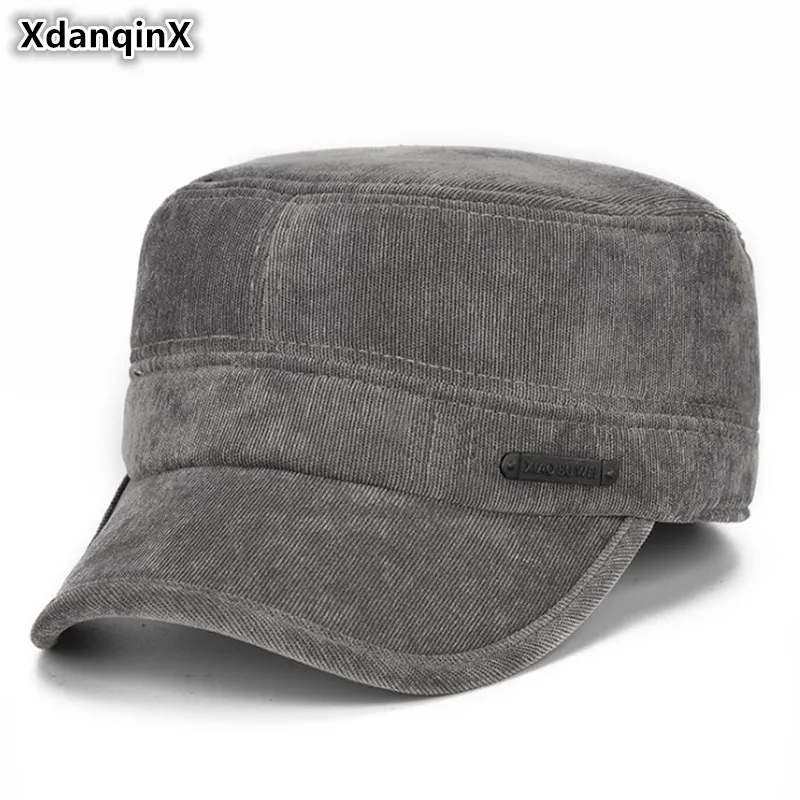 XdanqinX Vinter Flad Kasket, Varm Mænd ' s Hær Militære Hat Med Ører Kold-bevis Anti-frysning Høreværn Caps For midaldrende Mænd
