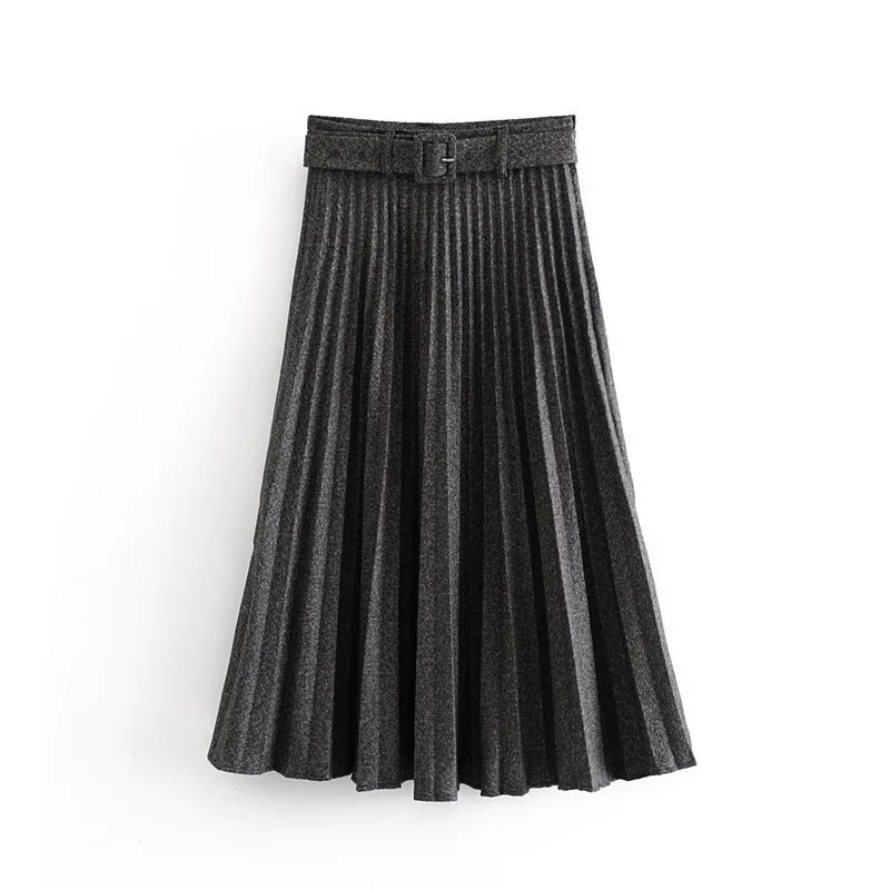 Aachoae Kvinder Plisseret Nederdel Med Bælte og Høj Talje Elegant Vintage A-linje Midi-Nederdele Kvindelige 2020