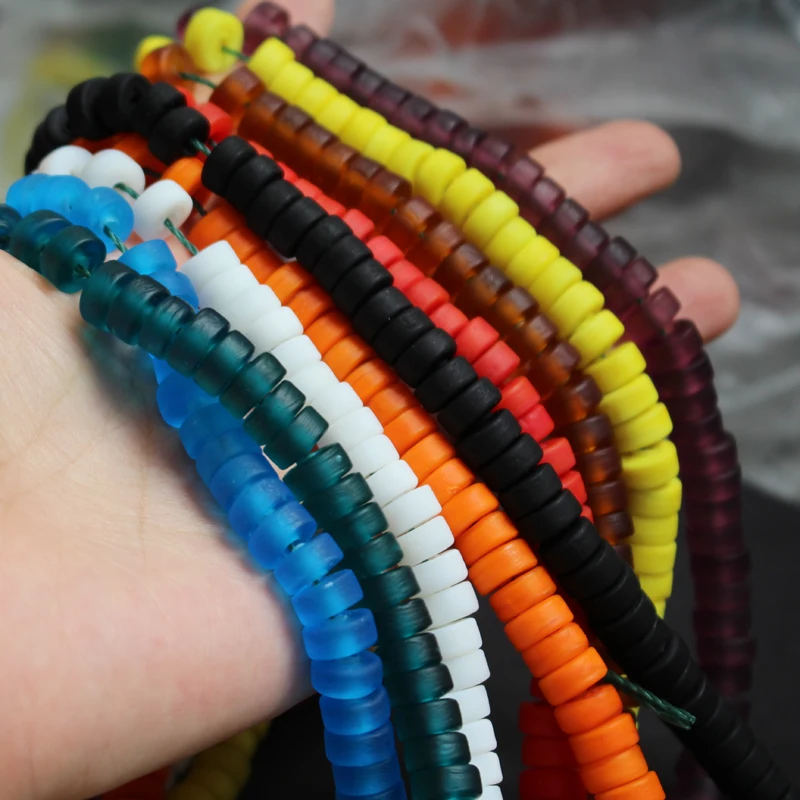 30Pieces /masse 8mm*4mm Håndlavet Lampwork glas perler Fladskærms Abacus perler Multi-farve til smykker &DIY