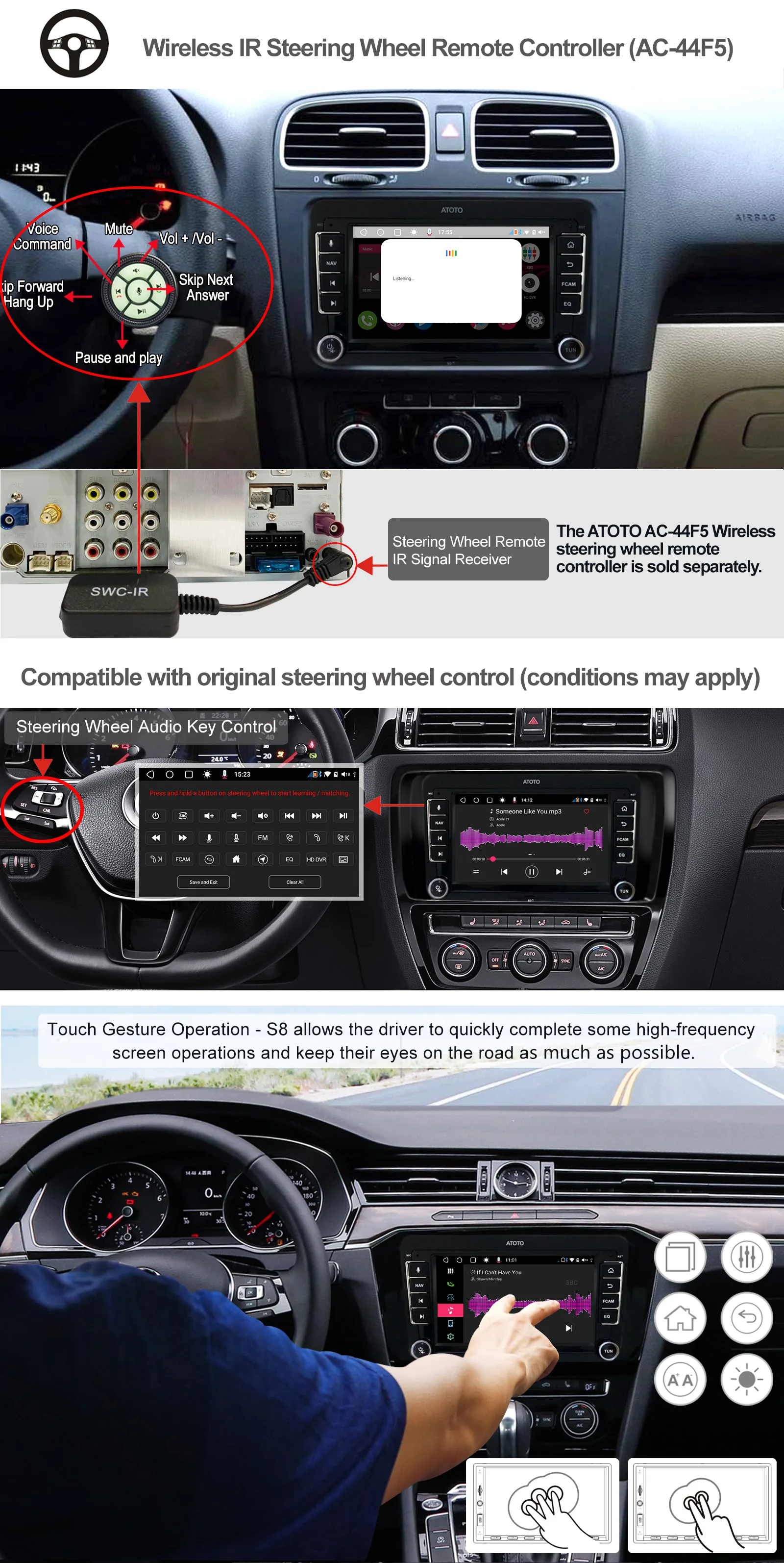 [Til Volkswagen/VW] Atoto S8 Pro S8VWA75P, dashboard indbygget video, Android bil radio, dobbelt BT med aptX HD -, telefon-forbindelsen,