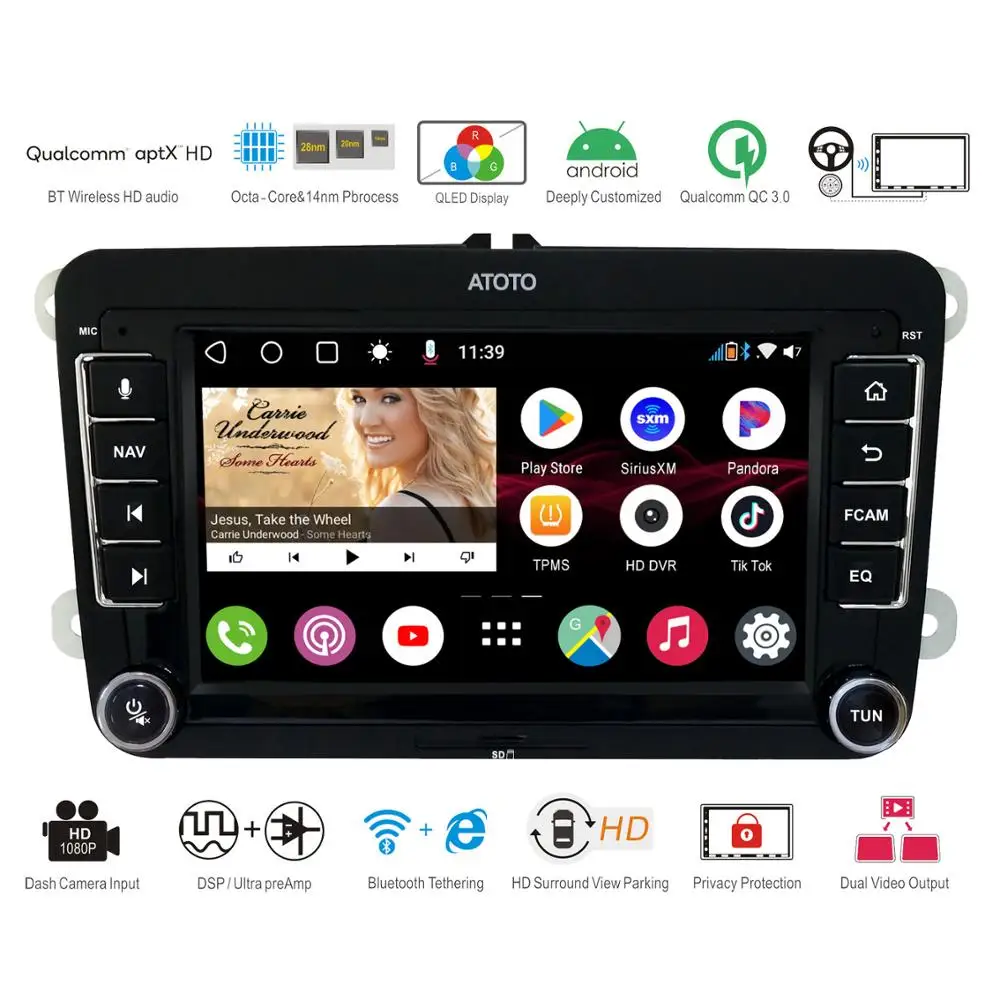 [Til Volkswagen/VW] Atoto S8 Pro S8VWA75P, dashboard indbygget video, Android bil radio, dobbelt BT med aptX HD -, telefon-forbindelsen,