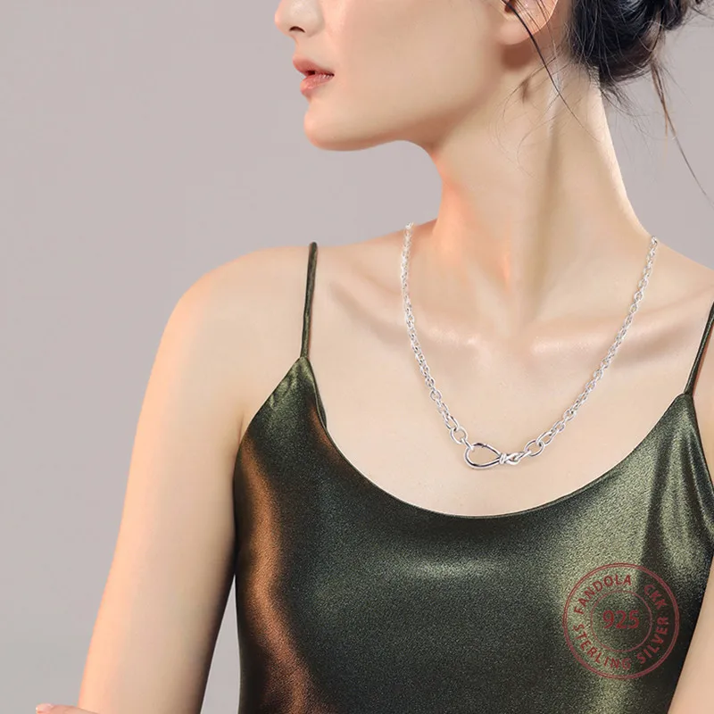 2020 Nye 925 Sterling Sølv Halskæde Chunky Infinity Knude Kæde Vedhæng Halskæder til Kvinder Luksus Mode Smykker Engros