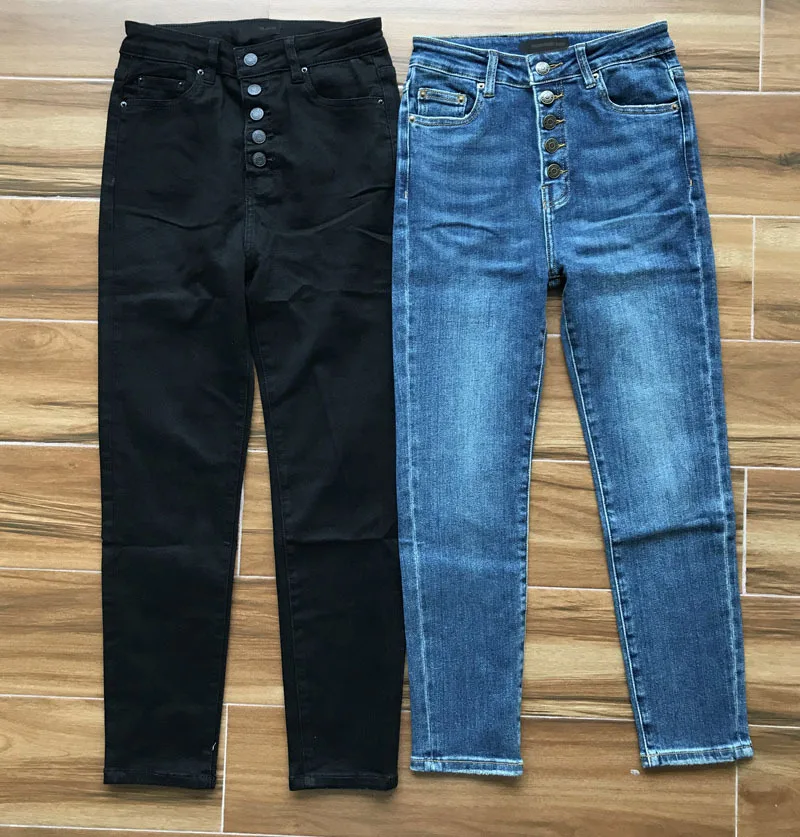 Nye Kvinder ' s Multi-Knapper Dame Jeans med Høj Talje Inde Plus Velet Slank Talje Mode Denim Bukser 2021 Nye Bukser
