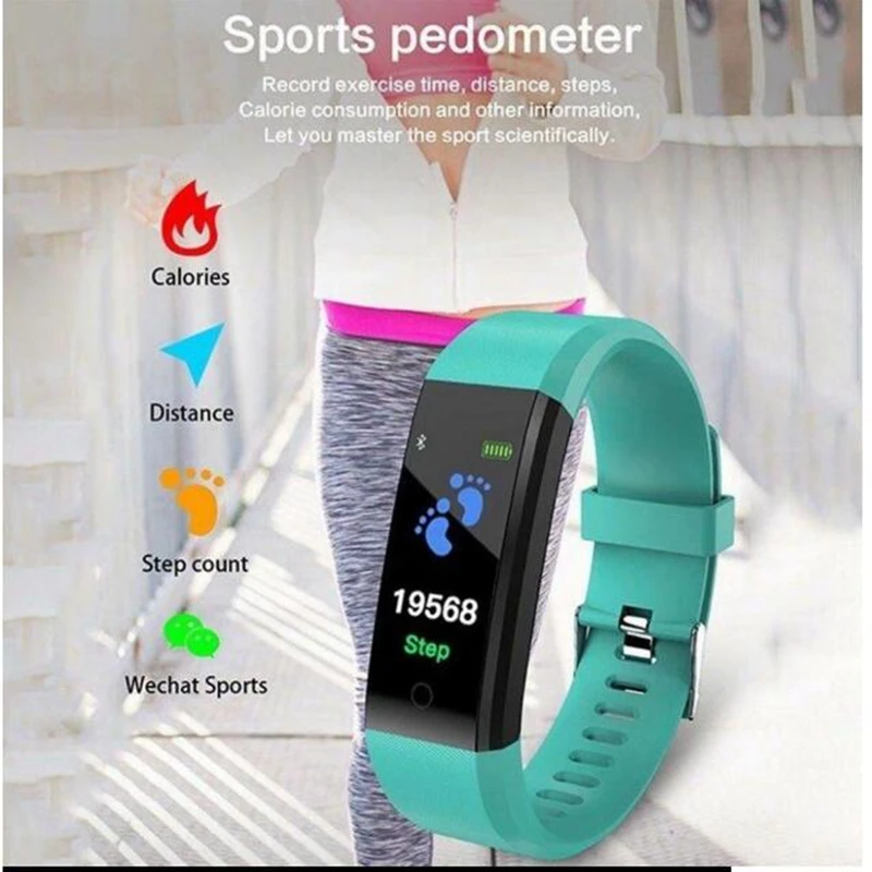 Trænings-og Band 115Plus Sundhed Armbånd puls, Blodtryk Smart Band Trænings-og Tracker Smartband Armbånd til Mænd, Kvinder, Børn